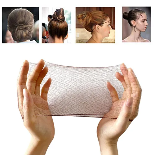 50 unidades de redes para el cabello invisibles con borde elástico de malla para moño de ballet de 20" color marrón