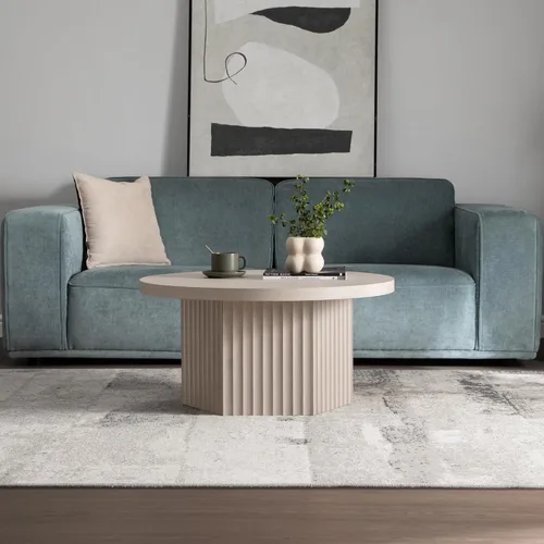 Miniatura 8 de SICOTAS Mesa de centro redonda para sala de estar, mesa de centro acanalada moderna de 32 pulgadas con almacenamiento, mesa de comedor de té
