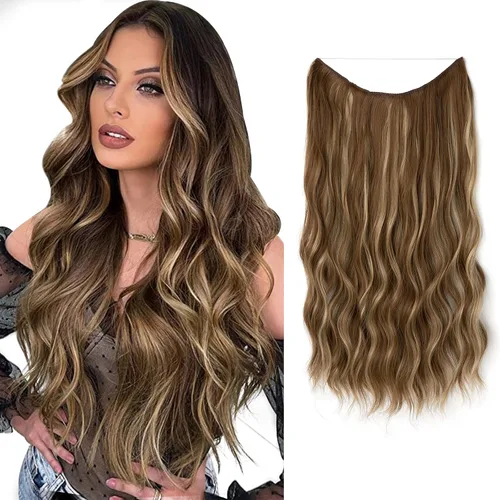 Miniatura 15 de SARLA Extensión de Cabello con Alambre Invisible con 3 Clips Pieza de Cabello Sintética Corta de Ondas de Playa Diadema Transparente Ajustable