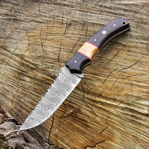 Miniatura 8 de Cuchillo de acero de Damasco hecho a mano para caza, cuchillo de hoja fija para camping, supervivencia y actividades al aire libre, 10 pulgadas