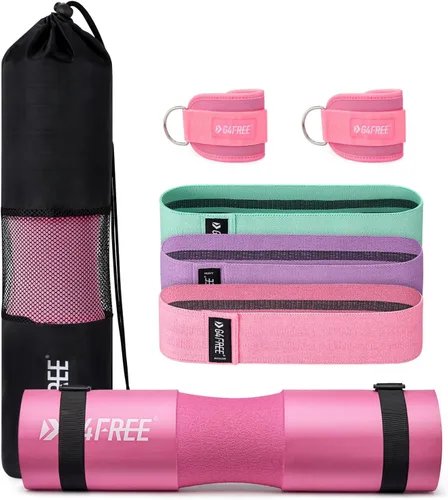 Miniatura 8 de G4Free Juego de 9 almohadillas para pesas para sentadillas, empujes de cadera, estocadas, día de piernas, barras olímpicas estándar con 2 correas