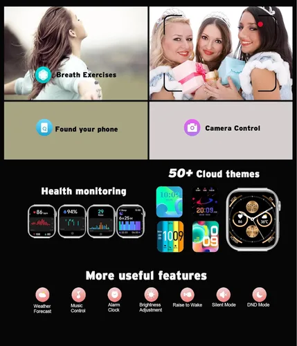 Miniatura 9 de Advanced Health Fitness - Reloj inteligente con Bluetooth, pantalla táctil HD de 1.97 pulgadas, control del estrés del sueño, frecuencia cardíaca