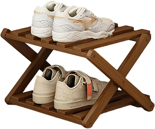 Miniatura 13 de YYW Zapatero de bambú para entrada, organizador vertical de almacenamiento de zapatos plegable y sin instalación, estantes para zapatos, estante
