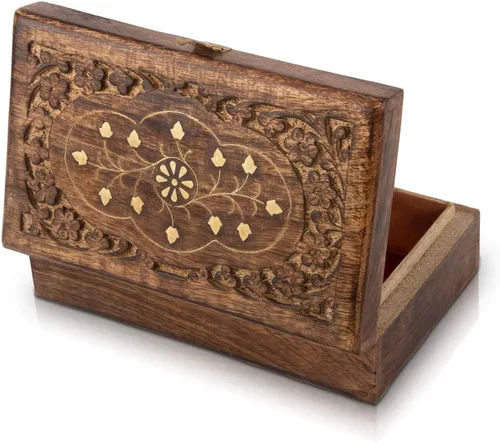 Miniatura 4 de Gran idea de regalo de cumpleaños, caja de joyería decorativa hecha a mano de madera con cerradura y llave, organizador de joyas, caja de recuerdo