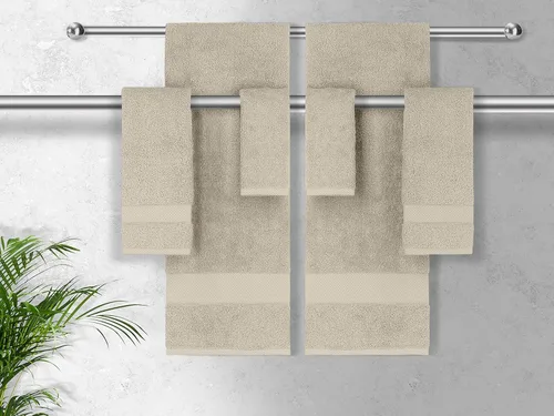 Miniatura 3 de Towels Beyond - Juego de toallas de lujo de 6 piezas, 100% algodón turco, de secado rápido, altamente absorbente y cómodo, incluye 2 toallas de Beige