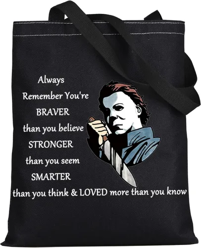 Miniatura 8 de LEVLO Michael Myers Bolsa de maquillaje cosmética para fanáticos de la película de terror, regalo You'Re Braver Stronger Smarter Than You Think