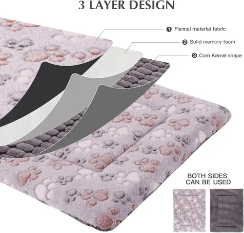 Miniatura 3 de BVAGSS XH079 - Almohadilla reversible para jaula de perro, de espuma viscoelástica, suave, cálida, lavable a máquina, colchón para perreras