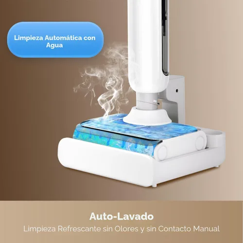 Miniatura 9 de Aspiradora en seco y húmedo, combo de trapeador inalámbrico para suelos duros, potente succión de 23000 Pa, 180° en plano, lavadora de suelo