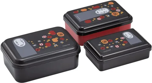 Spirited Away - Contenedor de almacenamiento de alimentos con tapas, juego de 3 piezas, diseño japonés auténtico, duradero, apto para lavavajillas -