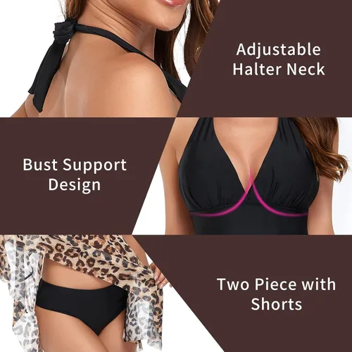 Miniatura 4 de Trajes de baño tankini para mujer, trajes de baño de 2 piezas con control de abdomen para mujer