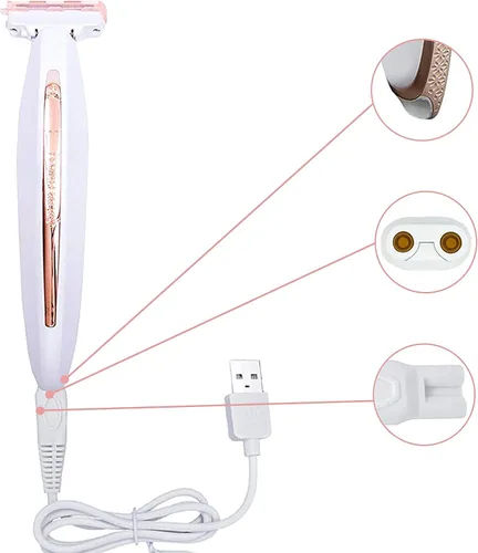Miniatura 3 de 2 cabezales de repuesto LinMei Razor compatibles con Finishing Touch Flawless Body recargable, afeitadora y recortadora con cargador USB, 2 cepillos