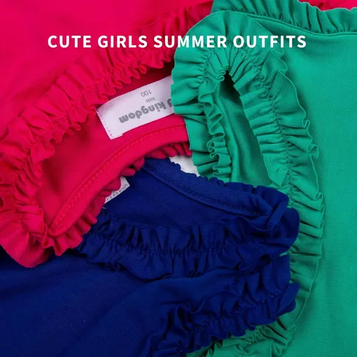 Miniatura 25 de LittleSpring Conjunto de verano para niñas con camiseta sin mangas y pantalones cortos florales