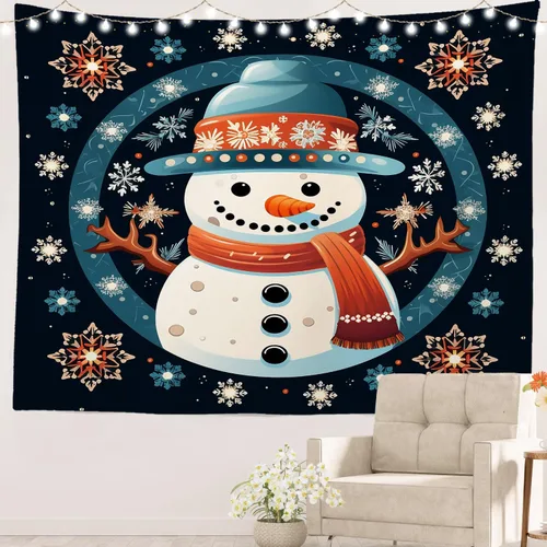 Miniatura 94 de Batmerry Tapiz azul y blanco, tapiz abstracto de pintura azul, negro, gris y blanco, para sala de estar, dormitorio, pared, decorativo, 51.2 x 59.1