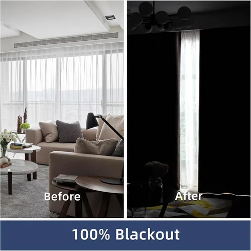 Miniatura 2 de Cortinas opacas 100% de lino negro para dormitorio, cortinas opacas para sala de estar, cortinas de oscurecimiento de habitación de doble capa
