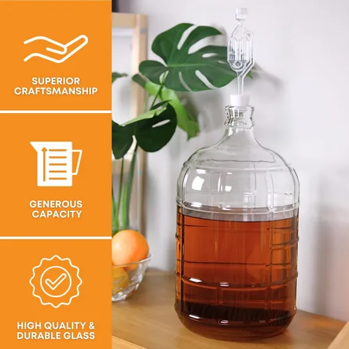 Miniatura 4 de FastRack Garrafón de vidrio de 6 galones Fermentador transparente para vino y cerveza Garrafón de vidrio italiano para elaboración casera