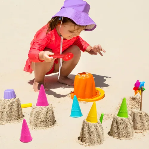 Miniatura 4 de Toyvian 6 piezas de juguetes de arena de conos de helado de plástico para niños, juego de juguetes de arena de helado con cuchara de arena, cuchara