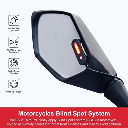 Miniatura 2 de INNOVV ThirdEYE - Sistema de punto ciego para motocicleta con alerta de voz e indicadores, sistema de asistente de moto impermeable, detecta