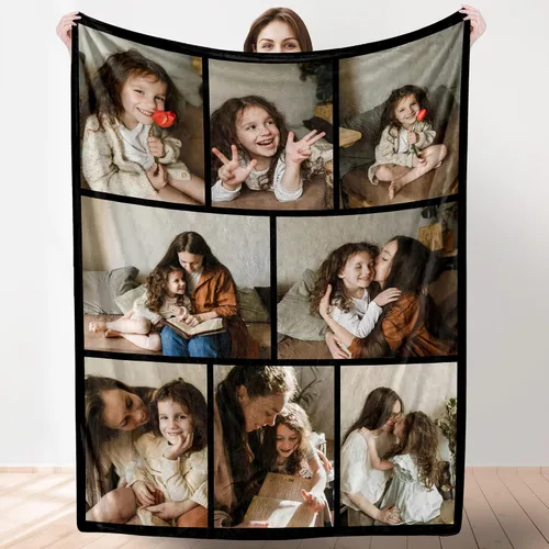Miniatura 24 de Artsadd Manta personalizada con collage de texto fotográfico, manta de fotos personalizada para hombres, mujeres, él o ella, manta personalizada