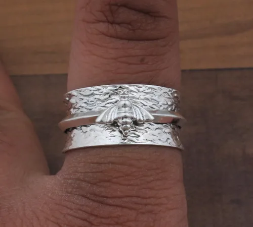 Miniatura 99 de Boho Spinner Ring, Mothers Day Gift, Silver 925 Women Ring, Sterling Silver 925 Ring, Fidget Spinner Ring,Women Silver Anxiety Ring