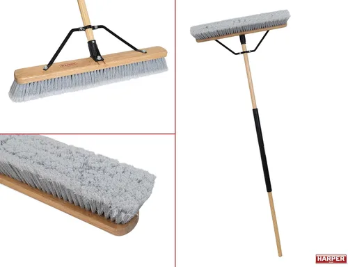 Miniatura 3 de Harper Escoba de empuje de superficie lisa para interiores de 24 pulgadas con cerdas marcadas para arena, polvo de sierra, virutas de madera y pelo