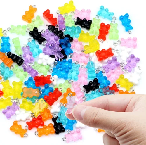 Miniatura 3 de ZOCONE Dije de caramelo colorido, bonitos dijes de resina para hacer joyas, llaveros, collares, pulseras, aretes, suministros de resina para Osos
