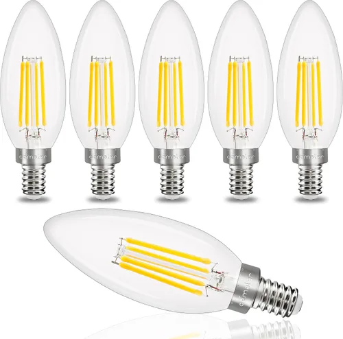 Miniatura 11 de comzler Bombilla LED E12 para candelabro regulable, bombilla de lámpara de araña 2700K blanco cálido, equivalente a 40W, bombillas tipo B
