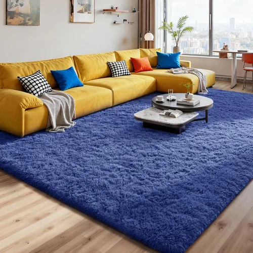 Miniatura 11 de Alfombras suaves para dormitorio, sala de estar, alfombra mullida de felpa de 9 x 11 pies, alfombra peluda que no desprende para guardería
