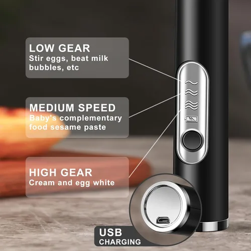 Miniatura 4 de Espumador de Leche SOUTHMAN con Soporte de Acero Inoxidable, Espumador de Leche Eléctrico Recargable de Mano con Batidor, Mezclador de Bebidas