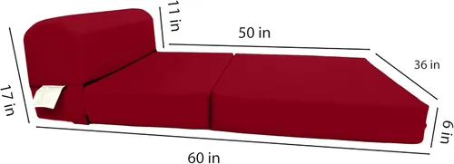 Miniatura 6 de D&D Futon Furniture Cama plegable de espuma para silla de dormir, sofá cama portátil para invitados, 6 x 36 x 70 pulgadas, color rojo