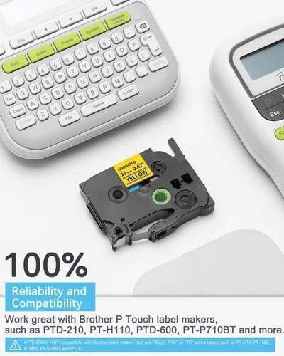 Miniatura 3 de MarkDomain Cinta de etiquetas de repuesto compatible para Brother P Touch TZe Tz 0.472 in 0.47 pulgadas