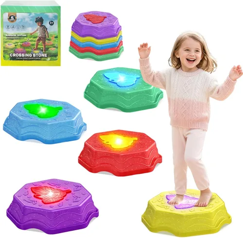 Piedras Saltarinas para Niños con Luz y Música, Juguete Sensorial para Pequeñitos para Curso de Obstáculos y Coordinación, Regalos de Cumpleaños