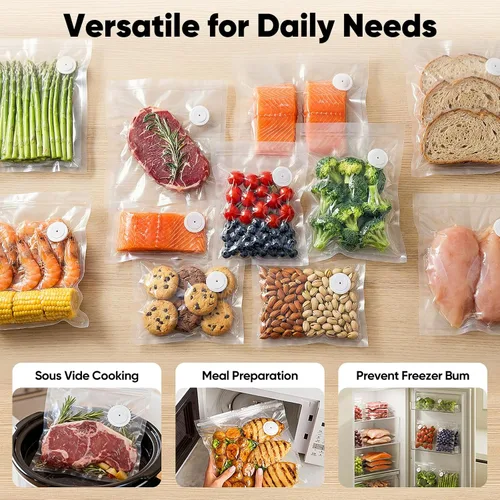Miniatura 9 de COZII Sellador al vacío para alimentos, potente sellador al vacío de mano con 30 bolsas reutilizables, diseño recargable con tanque desmontable