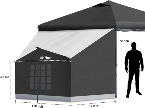 Miniatura 3 de KAMPKEEPER Side Tent,1/2 Person Camping Tents for 10' x 10' Pop Up Canopy, Easy Set Up Gazebo,Compatible with 10' Wide Canopies for Camping & Storage