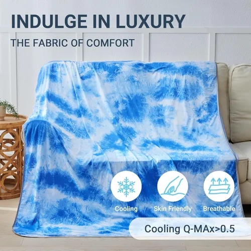 Miniatura 2 de Manta refrescante para durmientes calurosos tamaño individual 60"x80", manta de verano ultra fría que absorbe el calor para mantener el cuerpo