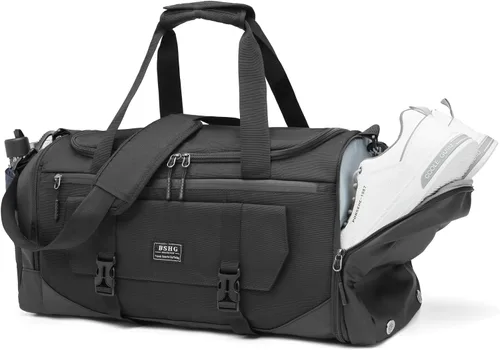 BSHG Bolsa de deporte para hombres y mujeres con compartimento para zapatos y bolsillo húmedo, bolsa de lona deportiva, bolsas de entrenamiento para