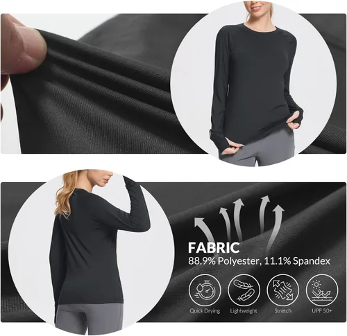 Miniatura 4 de BALEAF Women's Long Sleeve Running Shirts Workout Tops Athletic Active Quick Dry Soft Lightweight