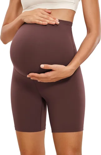 CRZ YOGA Butterluxe - Pantalones cortos de yoga de maternidad sobre el vientre de 6 pulgadas, pantalones cortos de ciclismo atléticos para