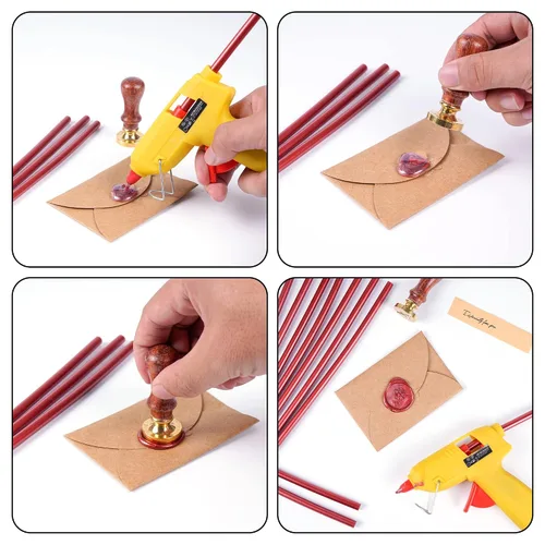 Miniatura 3 de 10 barras de pegamento de cera de sellado, 8 pulgadas de largo, mini pistola de pegamento caliente para sobres, invitaciones de boda, tarjetas