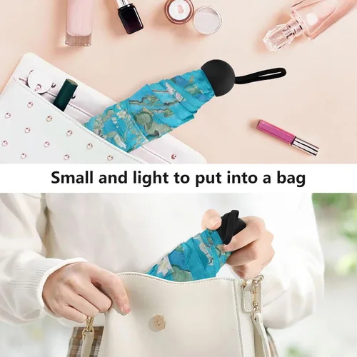 Miniatura 5 de Sombrilla de viaje plegable compacta con protección UV para 99% de protección UV, resistente al viento, a prueba de lluvia, pequeña sombrilla