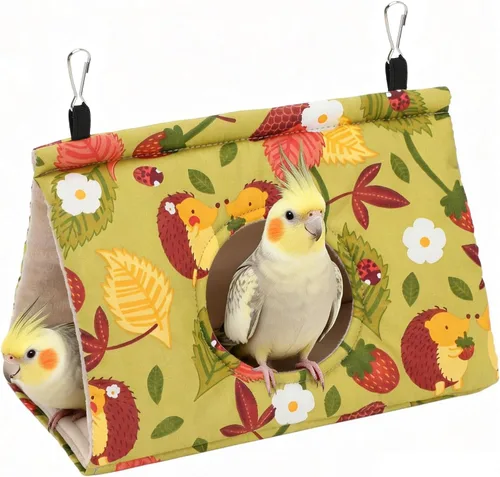 Miniatura 15 de Rypet Casa de nido de pájaros cálida para invierno, hamaca colgante de terciopelo, jaula de felpa mullida para pájaros escondidos, cama para dormir