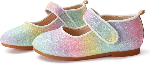 Miniatura 8 de TOZHCITA Zapatos de vestir de arco iris para niña, zapatos de princesa con purpurina para bebé, zapatos de Mary Jane brillantes para fiesta, zapatos