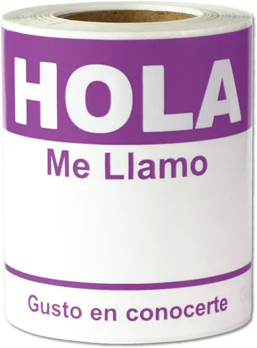 Miniatura 3 de Etiquetas de nombre en español (4 x 2.3 pulgadas, azul, 100 etiquetas) Hola, Me Llamo, insignias adhesivas para eventos, reuniones y reuniones