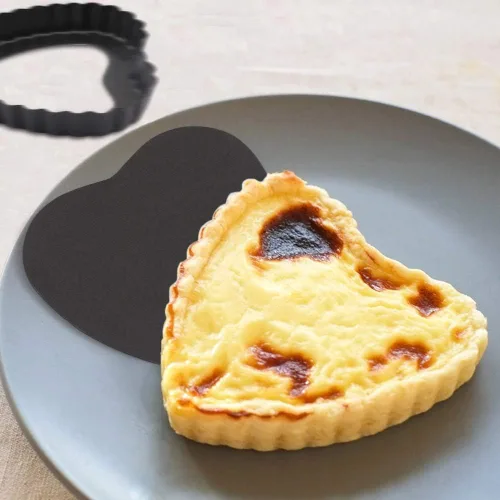 Miniatura 5 de Juego de 6 moldes antiadherentes para quiche en forma de corazón de 4 pulgadas con parte inferior extraíble para tartas, utensilios de quiche