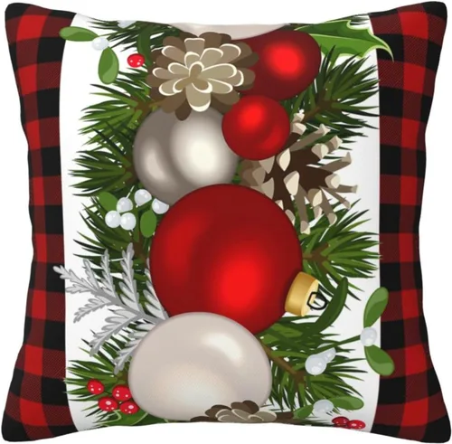 Miniatura 13 de GOOESING Fundas de almohada de Navidad con remolinos rojos, 16 x 16 pulgadas, diseño de bastón de caramelo dulce, doble remolino, color rojo