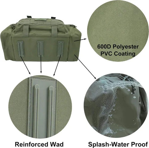 Miniatura 4 de APRILBAY AB Tactical Series Duffle Bag Gym Travel Senderismo y Trekking Bolsa de deportes Bolsa de caza y pesca, Verde oscuro, Bolsa de lona