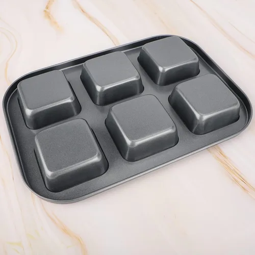 Miniatura 3 de Beasea Molde Cuadrado para Brownies, Molde Antiadherente de 6 Cavidades para Muffins, Molde para Pastel de Brownies, Juego de Gastronomía para Mini