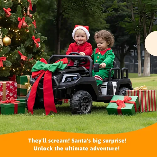 Miniatura 8 de Coche eléctrico para niños, juguetes de 24 V y 4 plazas con control remoto para padres, suspensión de 4 ruedas, capacidad máxima de peso de 220 Negro