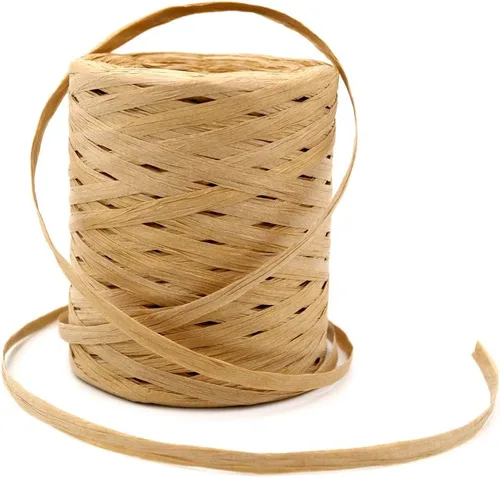 Miniatura 9 de Cordel de cinta de papel de rafia natural de 656 pies, cuerda de rafia de 1/4 de pulgada, cinta de papel de embalaje resistente para ramos de Marrón