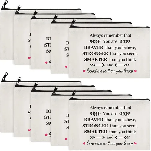 Saintrygo 10 bolsas de cosméticos inspiradoras para niñas y mujeres, bolsa de maquillaje, regalos de amistad de cumpleaños para enfermeras,