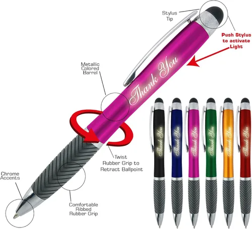 Miniatura 2 de Paquete de 80 bolígrafos personalizados, grabado láser sin granel, bolígrafo de 3 pulgadas, lápiz óptico y área personalizada con luz, nombre